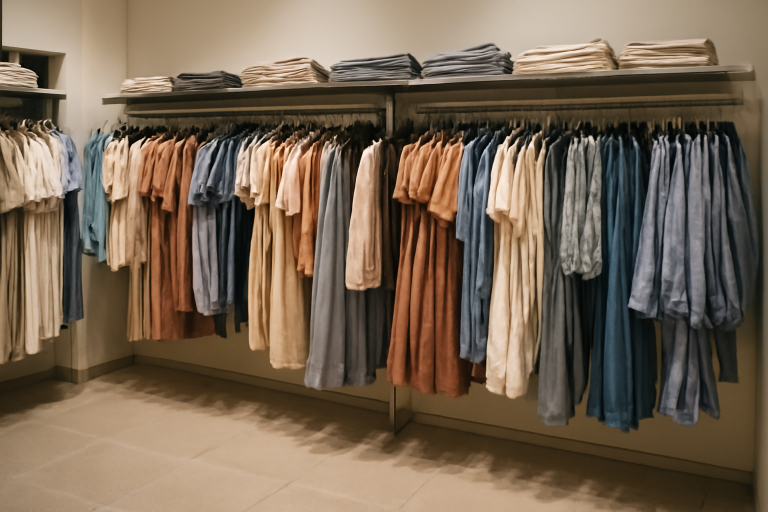 rayon vêtements tailles variées en boutique