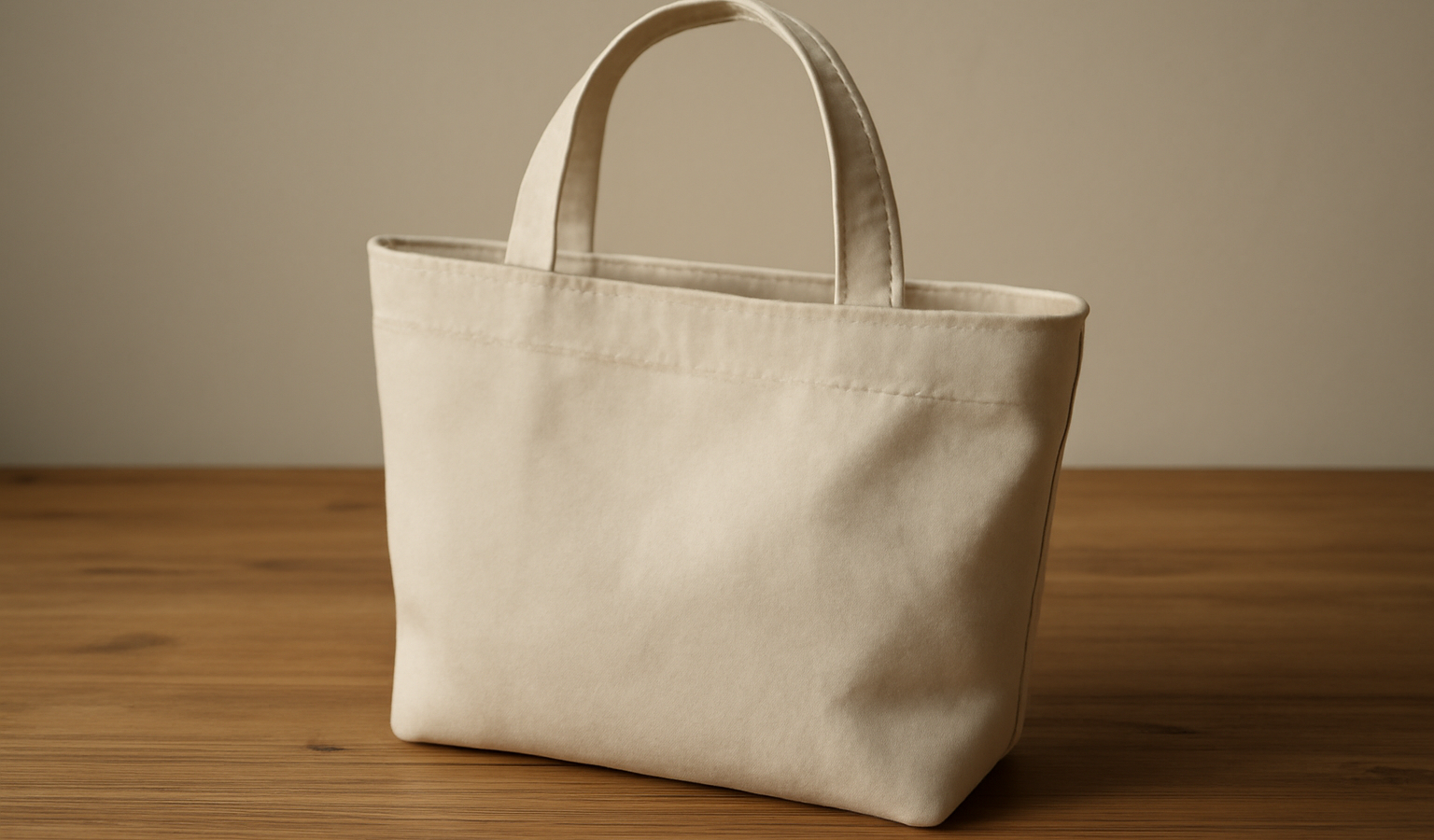 sac minimal posé sur table en bois