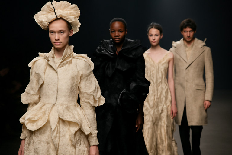 mannequins portant pieces creatives en defile